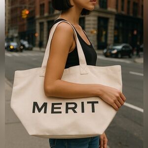 Merit Beauty THE EVERYTHING BAG Canvas Tote MakeUp Bag